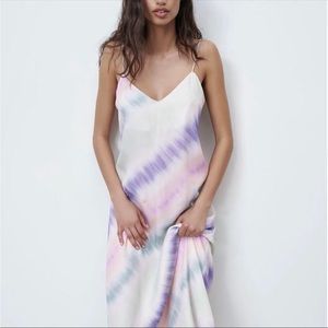 Zara Satin Tie Dye Dress